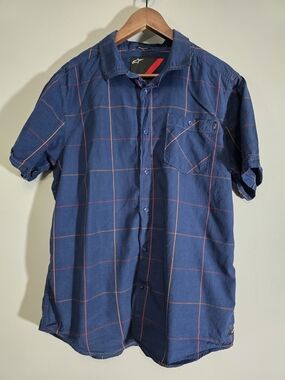 Alpinestars Men’s Navy Short-Sleeve Button Down Shirt Size Large